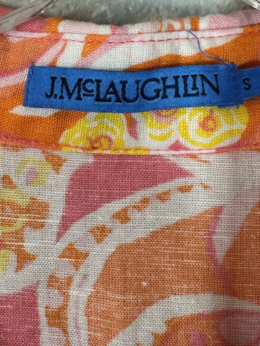 J. MCLAUGHLIN Women's Small Foley Linen Cotton Orange Pink Floral Midi Dress - Picture 4 of 10